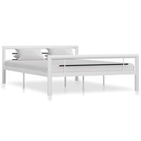 VidaXL Bedframe metaal wit en zwart 160x200 cm - thumbnail