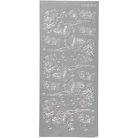 Stickers, rozen, vel 10x23 cm, zilver, 1 vel - thumbnail