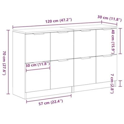 Dressoir Zwart Eiken 180 x 30 x 70 cm Bewerkt hout