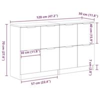 Dressoir Zwart Eiken 180 x 30 x 70 cm Bewerkt hout - thumbnail