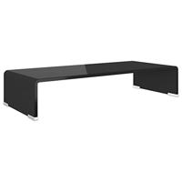 TV-meubel/monitorverhoger zwart 60x25x11 cm glas - thumbnail