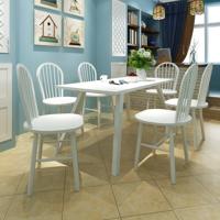 Eetkamerstoelen 6 st massief rubberwood wit - thumbnail