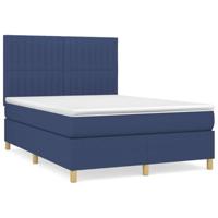 Boxspring met matras stof blauw 140x200 cm - thumbnail