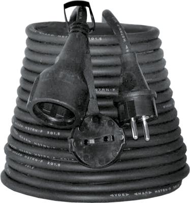 Verlengkabel 10 meter 3x1.5mm² rubber stekker contrastekker aangespoten