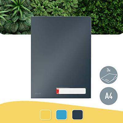 Leitz Cosy L-map met tabbladen, 3 compartimenten, ft A4, PP van 200 micron, ondoorzichtig, grijs