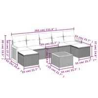 8-delige Loungeset met kussens poly rattan zwart - thumbnail
