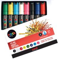 Paintmarker Uni POSCA PC8K breed schuin assorti set à 8 stuks - thumbnail