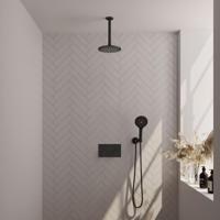 Brauer Black Edition Thermostatische Regendoucheset Inbouw - Hoofddouche 20 cm - Met Drukknoppen - Handdouche 3 Standen - Doucheslang - Wandaansluitbocht - Mat Zwart - thumbnail