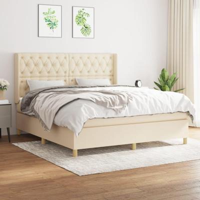 Boxspring met matras stof crèmekleurig 160x200 cm