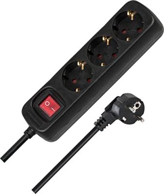 Brennenstuhl bn-1550600413 stekkerdoos 3-wegs 1.40 m zwart - geaard