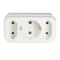 LogiLink LPS221 stroomdozenadapter met 2 x Euro bussen en 1 x Schuko bus wit - thumbnail