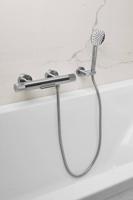 Ben Engraved Cross thermostatische badkraan met watervaluitloop en gravering chroom - thumbnail