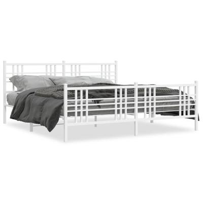Bedframe met hoofd- en voeteneinde metaal wit 183x213 cm Bedframe met hoofd- en voeteneinde metaal wit 183x213 cm