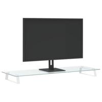 VidaXL Monitorstandaard 100x35x8 cm gehard glas en metaal wit - thumbnail