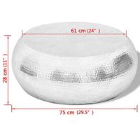 Salontafel gehamerd aluminium zilverkleurig - thumbnail