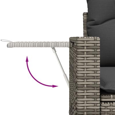 5-delige Loungeset met kussens poly rattan grijs - thumbnail