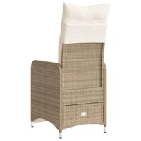 Tuinstoel verstelbaar met kussens poly rattan beige - thumbnail