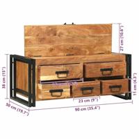 Salontafel with Drawer Bruin 90 x 50 x 38 cm Massief acaciahout - thumbnail