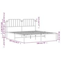 Bedframe met hoofdbord metaal zwart 193x203 cm - thumbnail