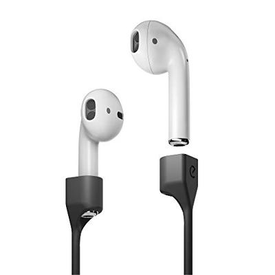 KeyBudz AirStrapz houder bevestigingsband, voor Apple AirPods Pro & AirPods, hoofdtelefoon oortelefoon accessoires, zwart