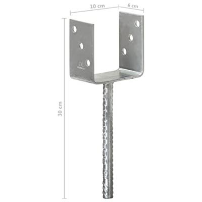 VidaXL Grondankers 6 st 10x6x30 cm gegalvaniseerd staal zilverkleurig VidaXL Grondankers 6 st 10x6x30 cm gegalvaniseerd staal zilverkleurig