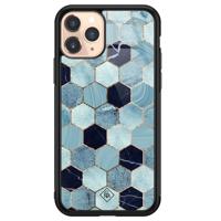 iPhone 11 Pro glazen hardcase - Blue cubes - thumbnail