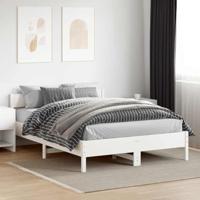 Bedframe met hoofdbord massief grenenhout wit 160x200 cm - thumbnail