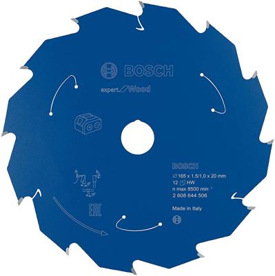 Bosch Accessoires Expert for Wood cirkelzaagblad voor accuzagen 165x1,5/1x20 T12 - 1 stuk(s) - 2608644506 - 2608644506 - thumbnail