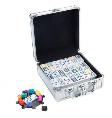 Engelhart Domino dubbel 12 mexican train in aluminium koffer