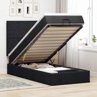 Ottoman bed met matras 90x190cm stof zwart - thumbnail