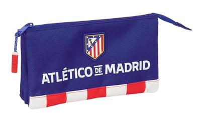 Pennenetui met 3 vakken Atlético Madrid Blauw Wit Rood 22 x 12 x 3 cm