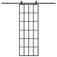 VidaXL Schuifdeur met beslagset 76x205 cm esg glas zwart - thumbnail