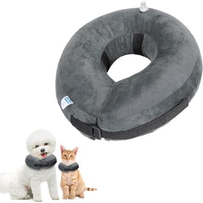 Nobleza Opblaasbare herstelhalsband voor hond en kat, verstelbaar, voor huisdieren, opblaasbare beschermende halsband voor katten, honden, herstel van operaties of wonden, grijs (S)
