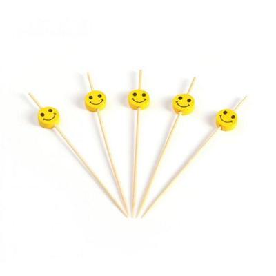 Smiley bamboe op prikker 120mm 150 stuks