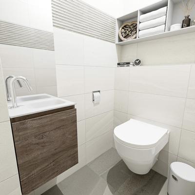 MONDIAZ OLAN 40cm toiletmeubel dark brown. LEX wastafel talc rechts 1 kraangat