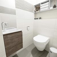 MONDIAZ OLAN 40cm toiletmeubel dark brown. LEX wastafel talc rechts 1 kraangat - thumbnail