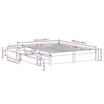 Bedframe zonder matras massief grenenhout 120x200 cm