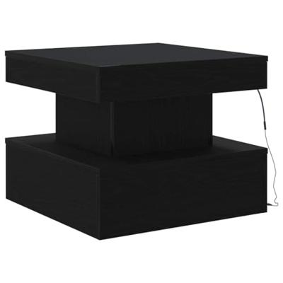 Salontafel met LED-verlichting 50x50x40 cm zwart eikenkleurig