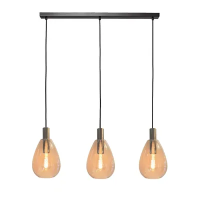 Freelight Hanglamp Dorato 3 lichts L100 cm zwart goud