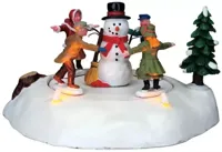 Lemax the merry snowman bewegend kerstdorp tafereel Caddington Village 2008 - thumbnail