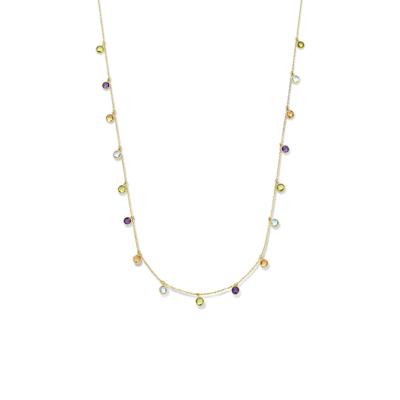 Ketting Geelgoud topaas, amethyst en citrien 42 - 45 cm