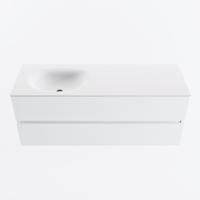 MONDIAZ VICA 130cm badmeubel onderkast Talc 2 lades. Wastafel MOON links zonder kraangat, kleur Talc. - thumbnail