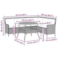 2-delige Loungeset met kussens poly rattan grijs - thumbnail