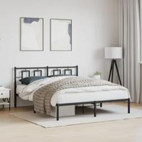 Bedframe met hoofdbord metaal zwart 150x200 cm - thumbnail