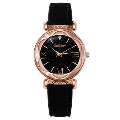 Gogoey dames sterrenhemel lederen riem horloge (zwart)
