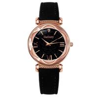 Gogoey dames sterrenhemel lederen riem horloge (zwart) - thumbnail
