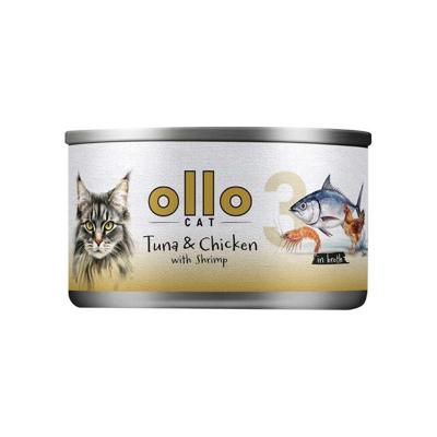 OLLO Cat nr 3 Tuna & Chicken with shrimp in broth - nat kattenvoer - 70g