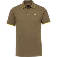 PME Legend regular fit polo met contrastbies olijfgroen - thumbnail