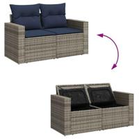 6-delige Loungeset met kussens poly rattan grijs - thumbnail