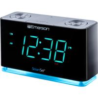 Emerson Smartset Wekkerradio met Bluetooth-luidspreker met USB-poort voor iPhone/iPad/iPod/Android en Tablets, 1,4 inch cyaan LED-display en nachtlampje, ER100301 - thumbnail